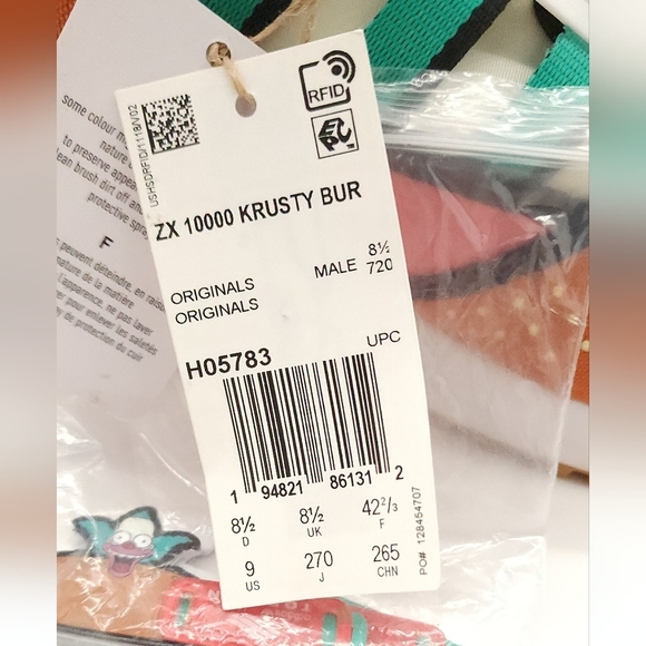 Adidas ZX 10000 x The Simpsons A-ZX Series Krusty Burger Collab HO5783 Size 9 - Picture 7 of 10